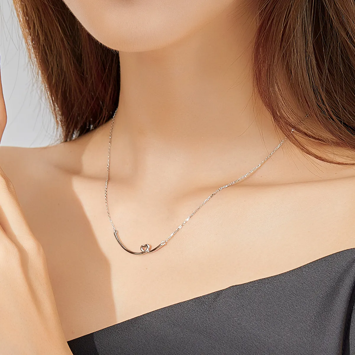 Silver Happy Smile Necklace - PANDORA Style - SCN381