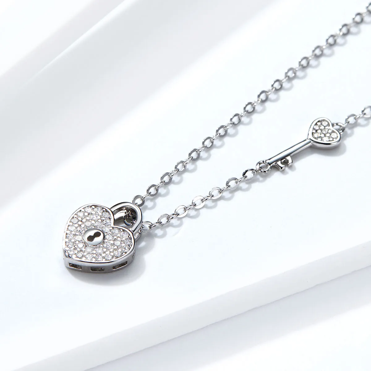 Silver Heartslock Necklace - PANDORA Style - SCN315