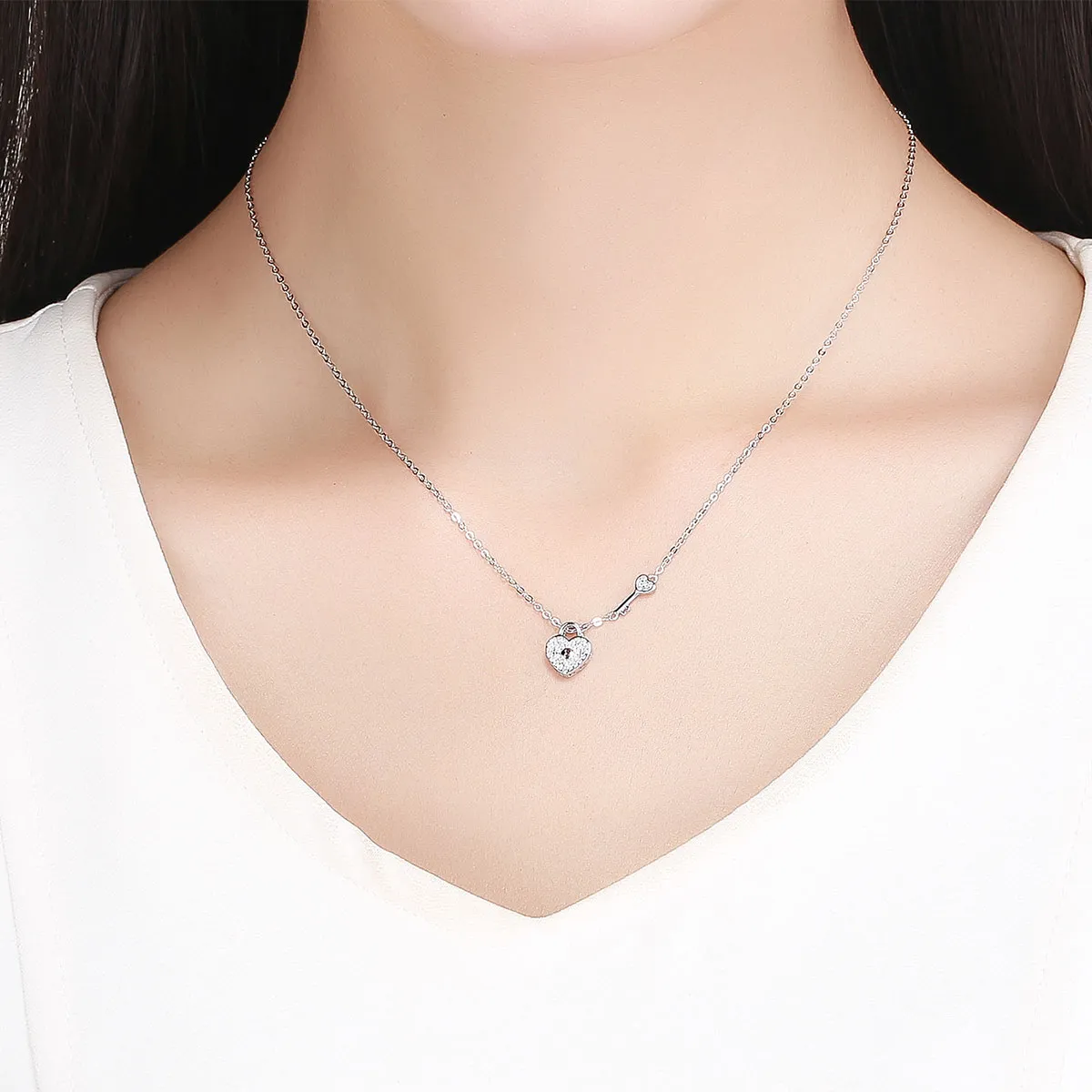 Silver Heartslock Necklace - PANDORA Style - SCN315