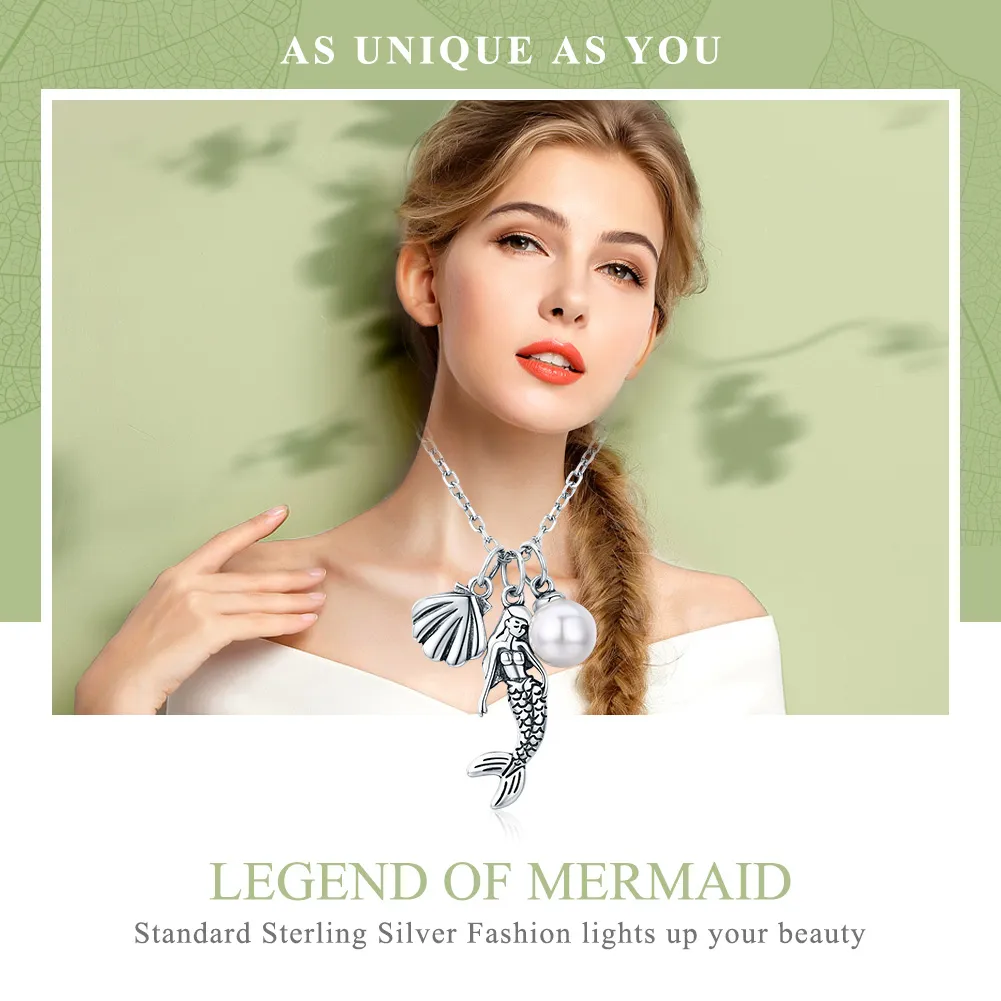 Silver Legend of Mermaid Necklace - PANDORA Style - SCN237