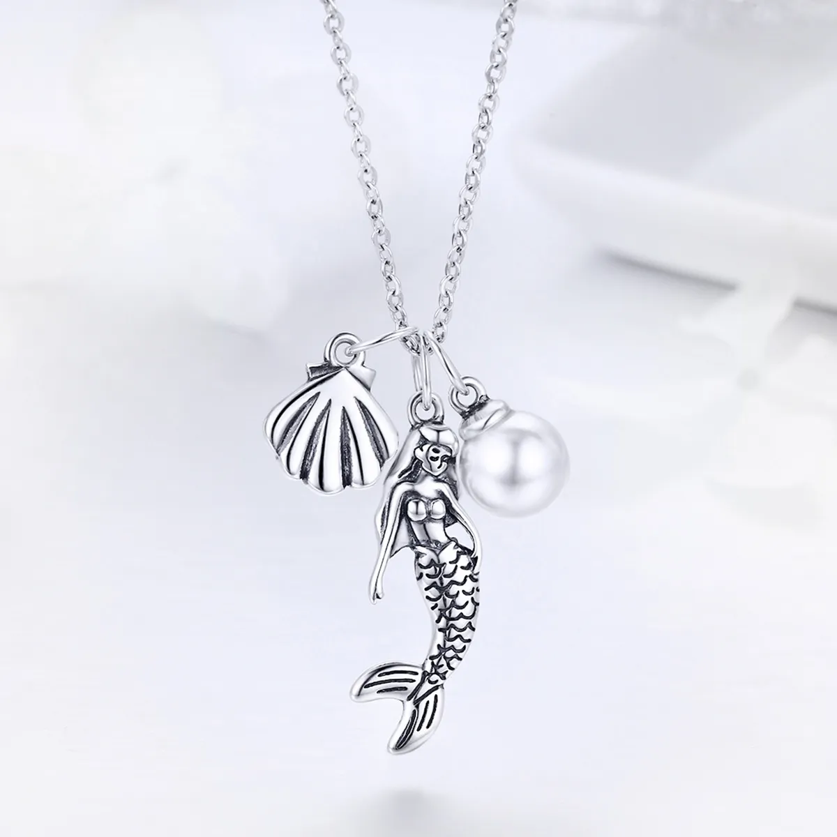 Silver Legend of Mermaid Necklace - PANDORA Style - SCN237