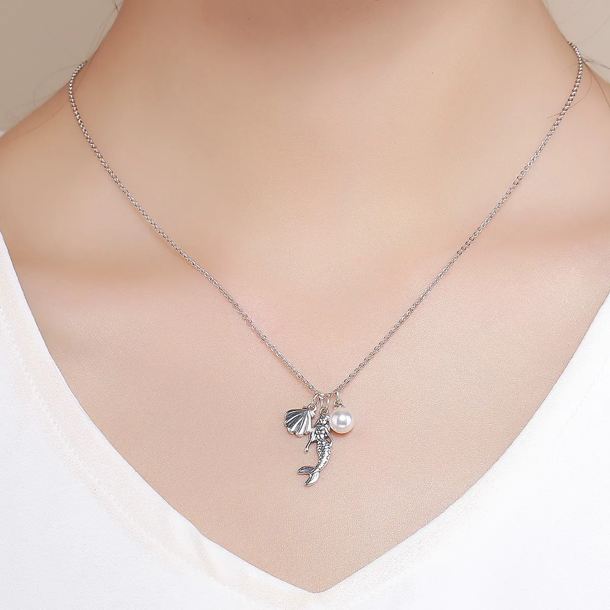 Silver Legend of Mermaid Necklace - PANDORA Style - SCN237