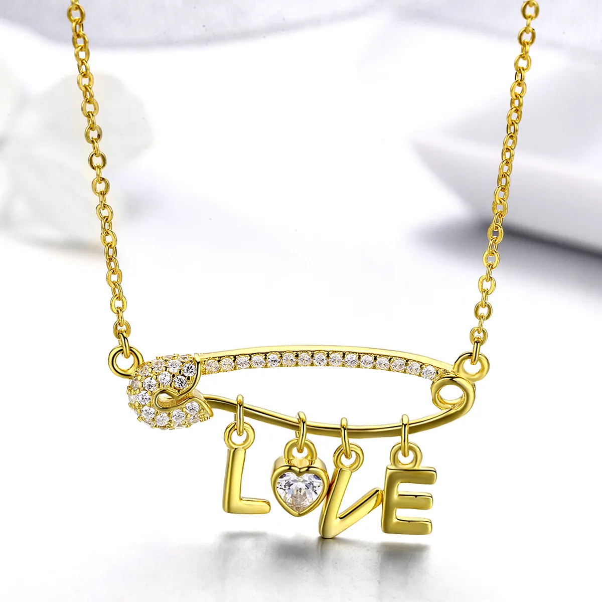 Silver Love Clip Necklace - PANDORA Style - SCN324