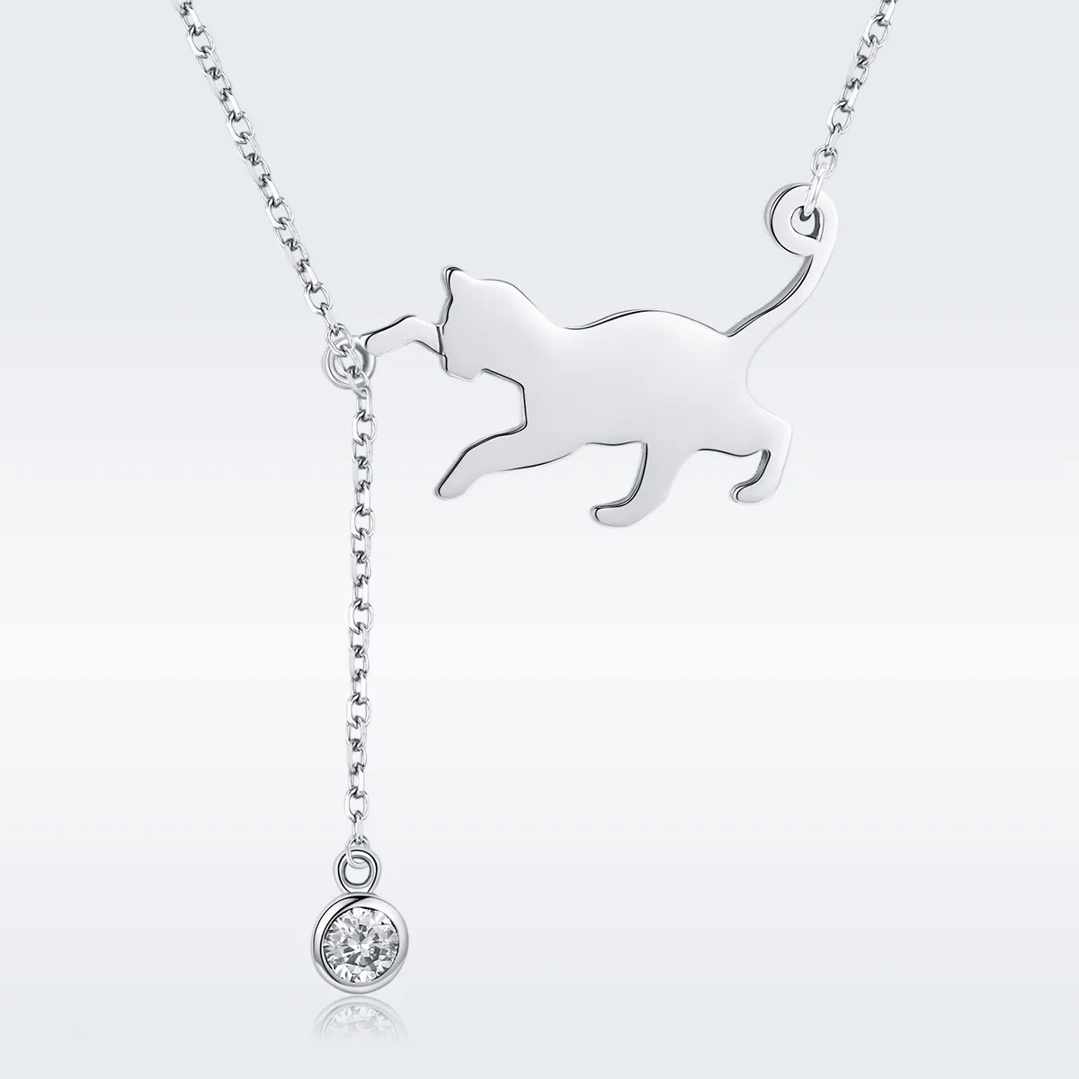 Silver Naughty Kitten Necklace - PANDORA Style - SCN232