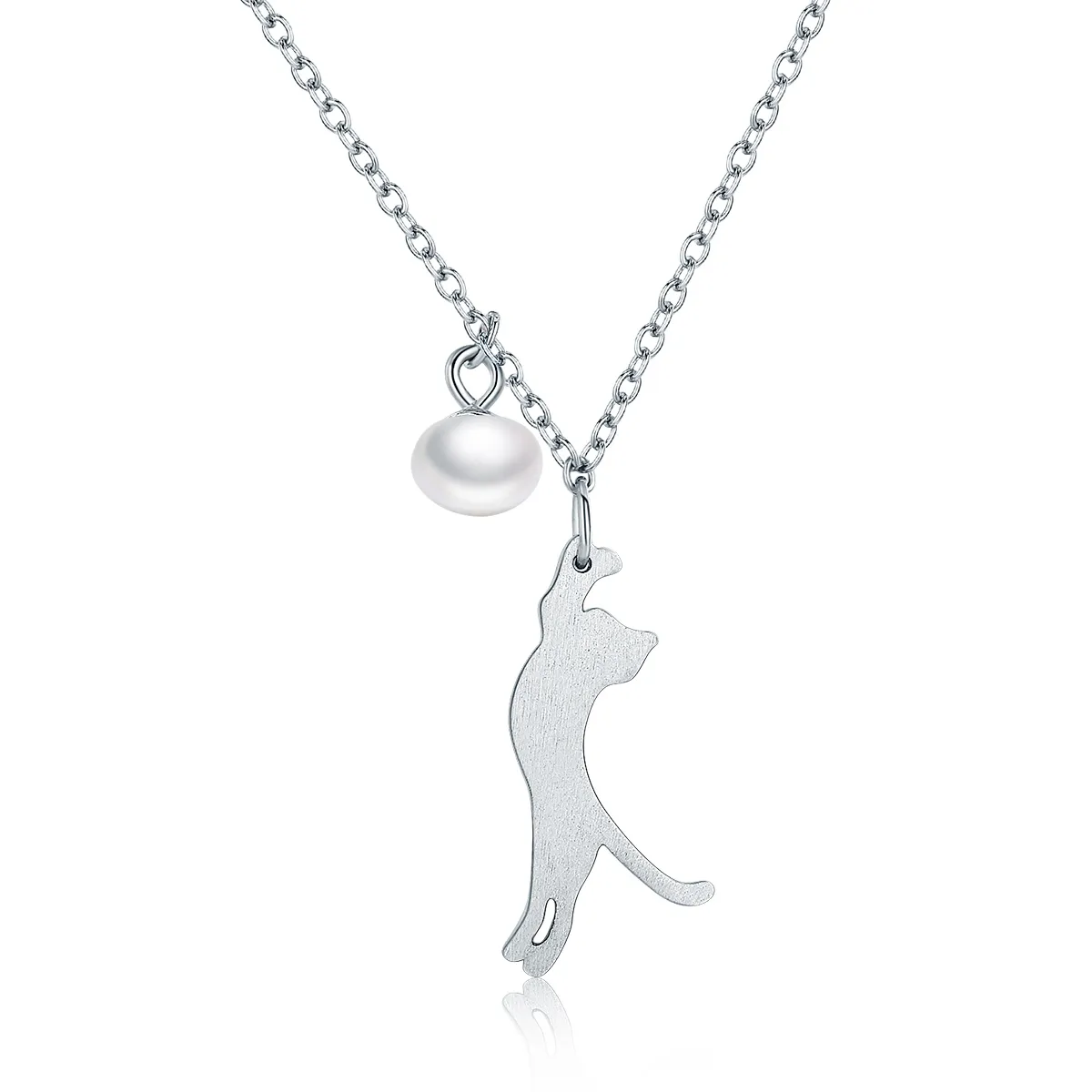 Silver Playful Kitten Necklace - PANDORA Style - SCN175