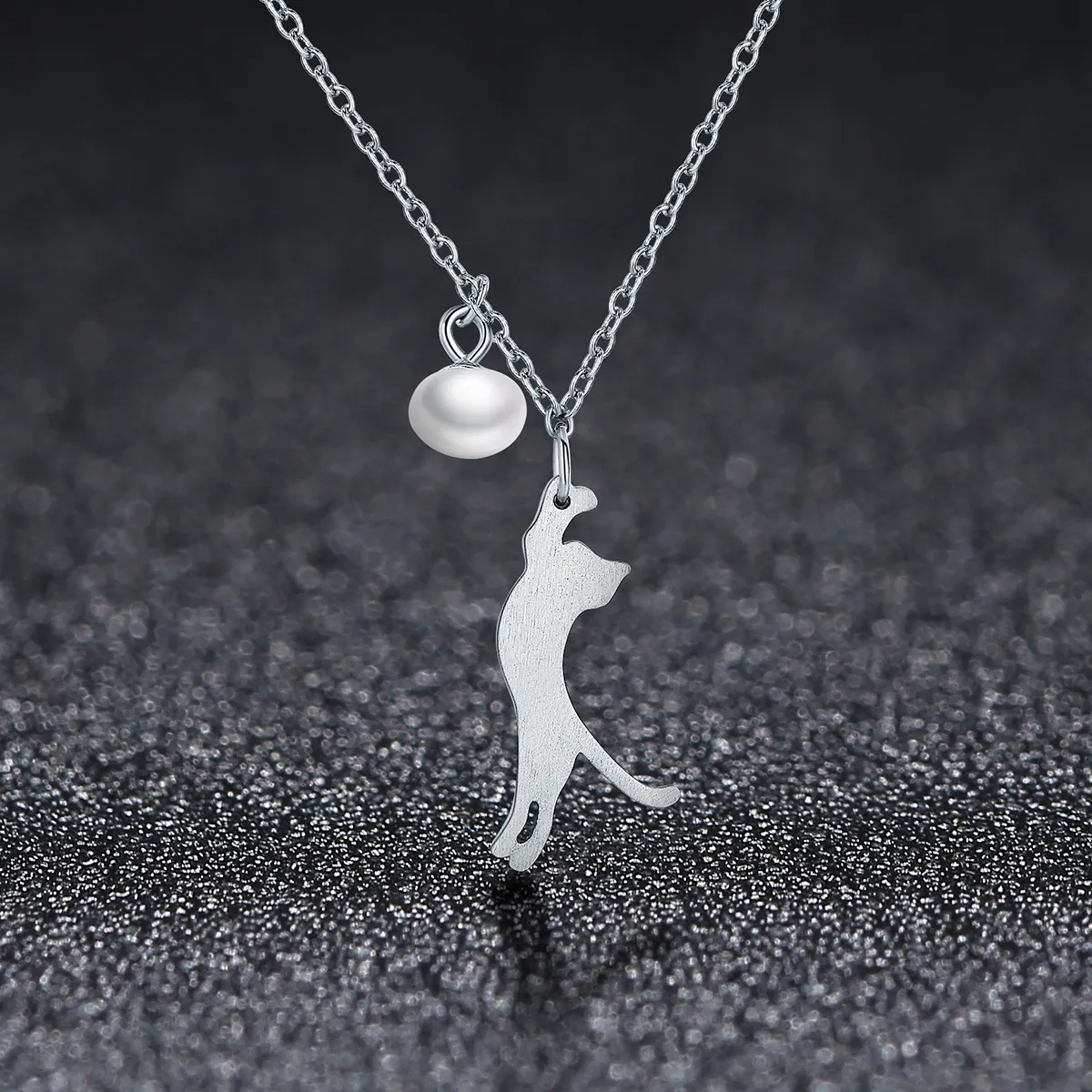 Silver Playful Kitten Necklace - PANDORA Style - SCN175