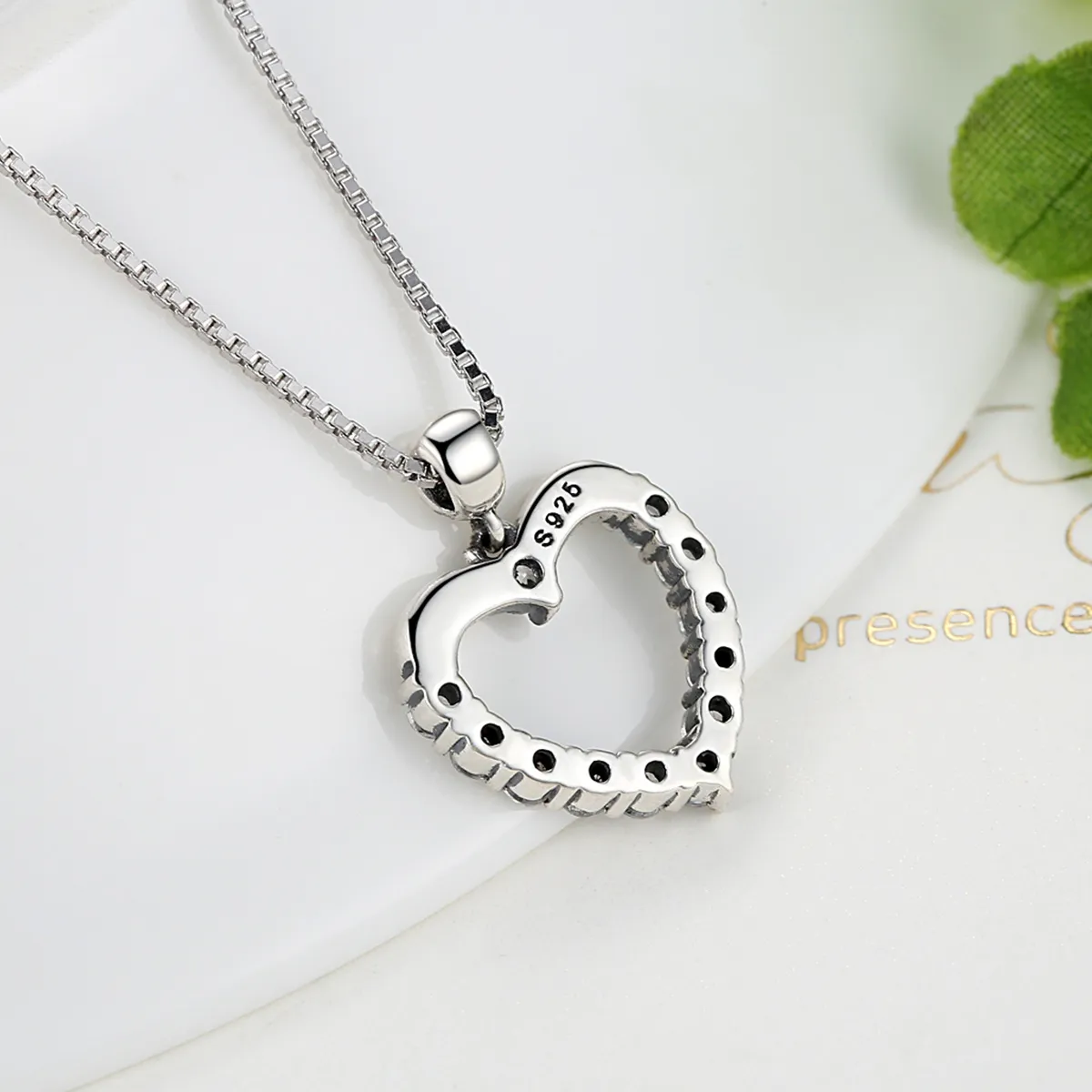 Silver Sparkle Heart Necklace - PANDORA Style - SCN025