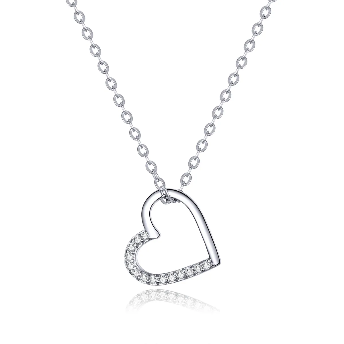 Silver Sparkle Heart Necklace - PANDORA Style - SCN347