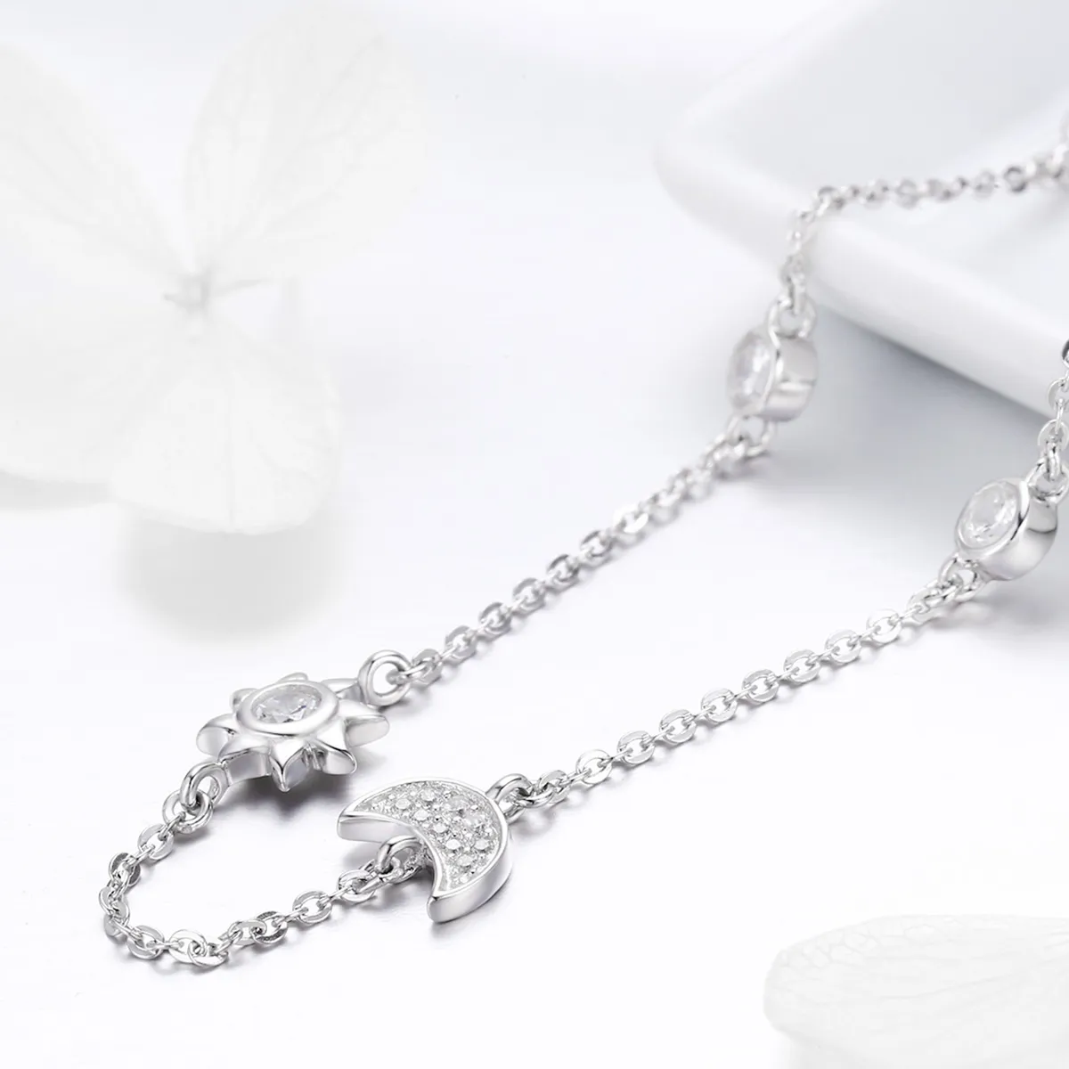 Silver Sun and Moon Glory Chain Necklace - PANDORA Style - SCN272