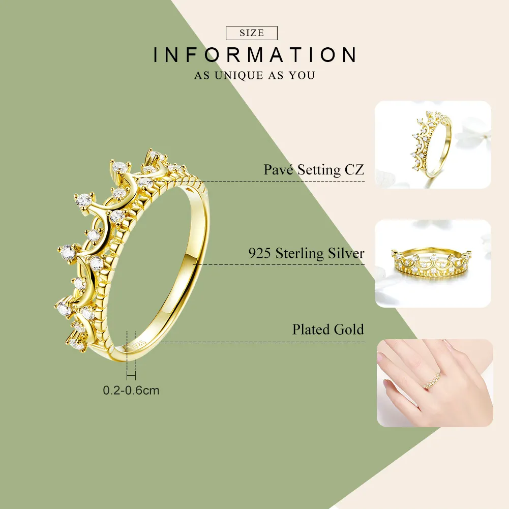 Gold-Plated Crown Ring - PANDORA Style - SCR493