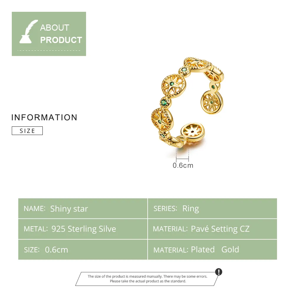 Gold-Plated Shiny Star Ring - PANDORA Style - SCR518