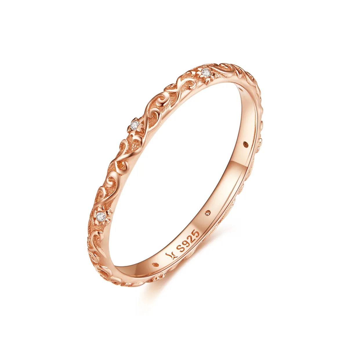 Rose Gold Retro Patterns Ring - PANDORA Style - SCR514