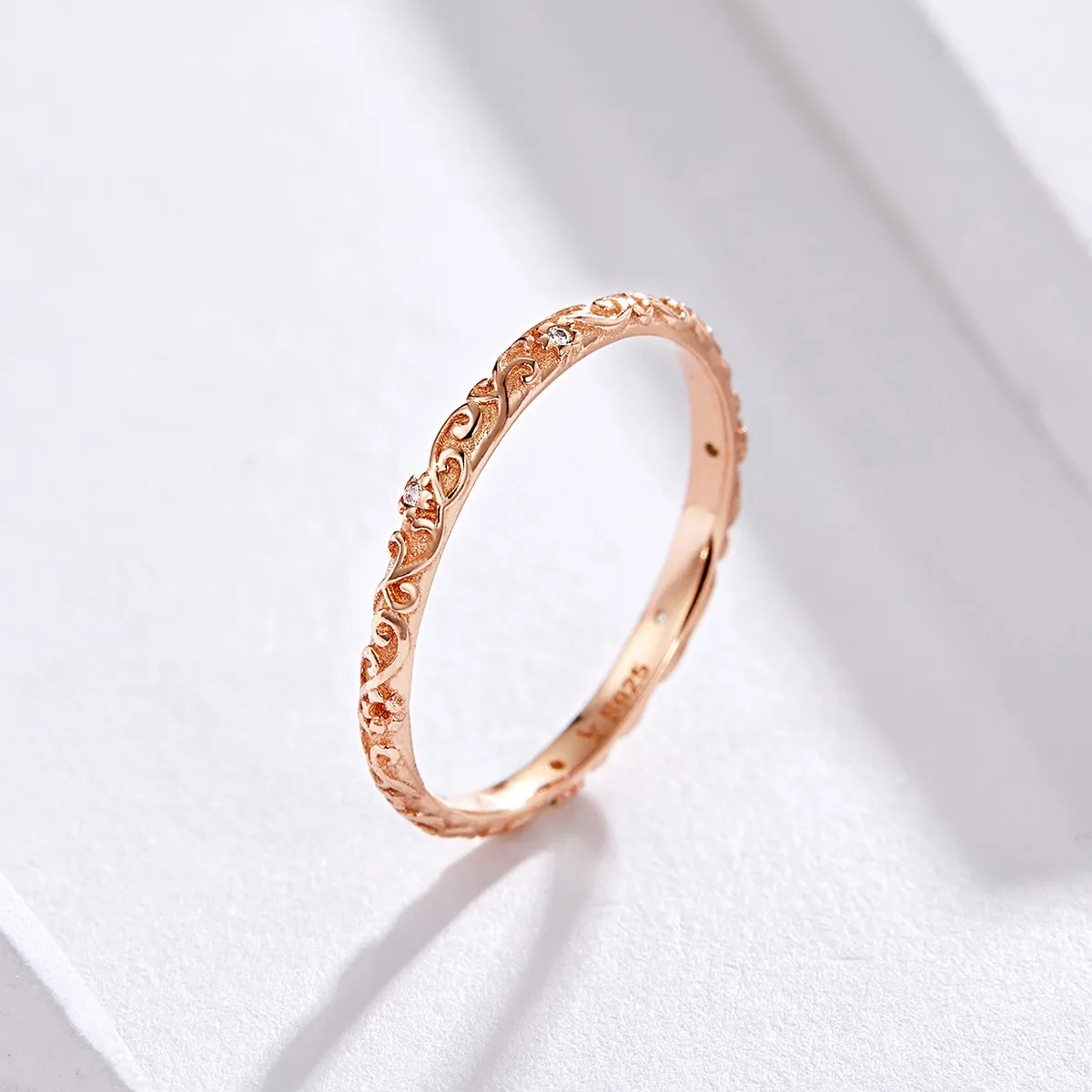 Rose Gold Retro Patterns Ring - PANDORA Style - SCR514