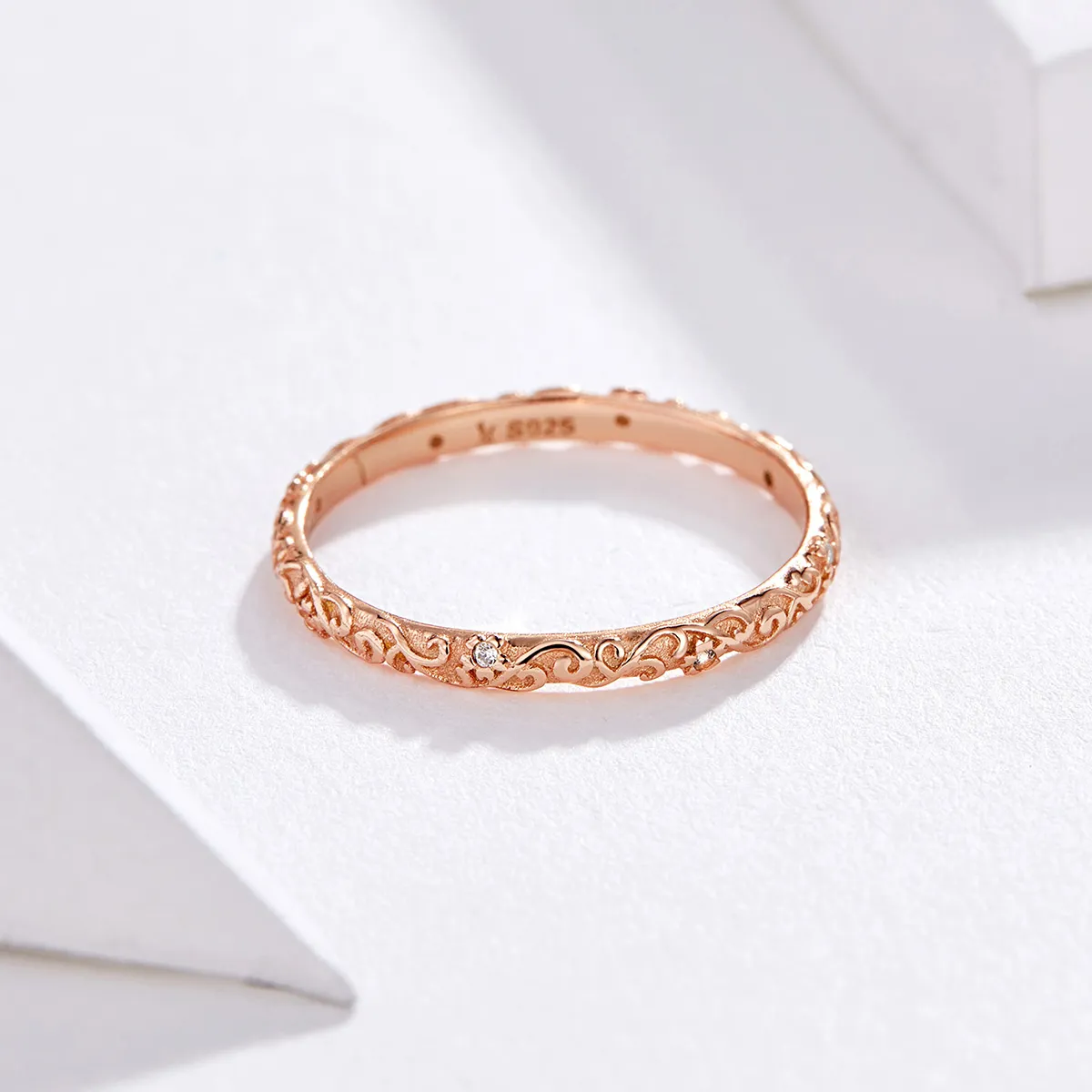 Rose Gold Retro Patterns Ring - PANDORA Style - SCR514