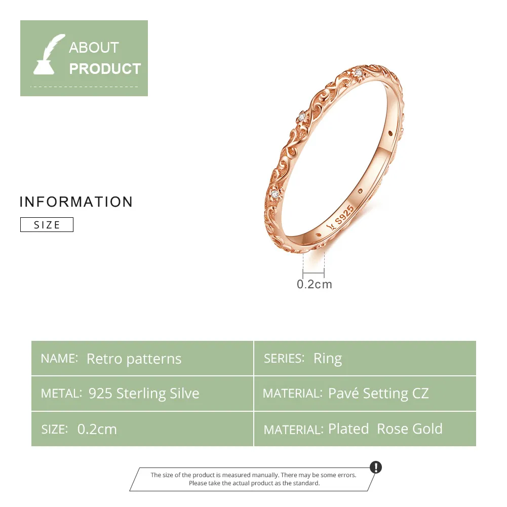 Rose Gold Retro Patterns Ring - PANDORA Style - SCR514