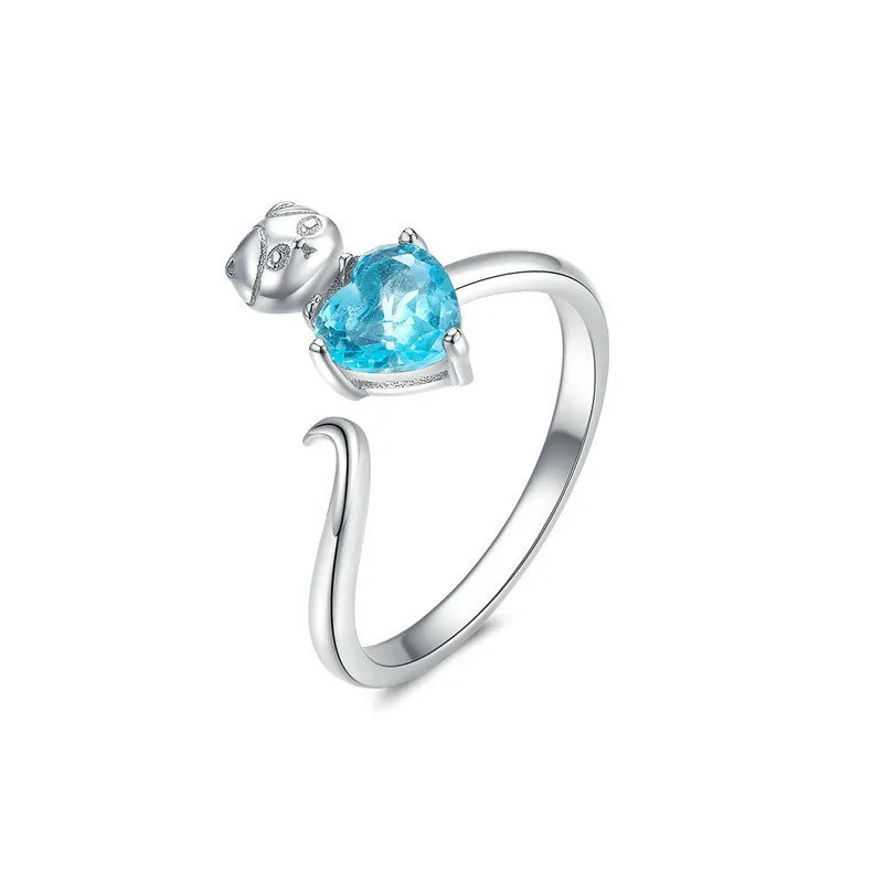 Silver Blue Kitty Ring - PANDORA Style - SCR533