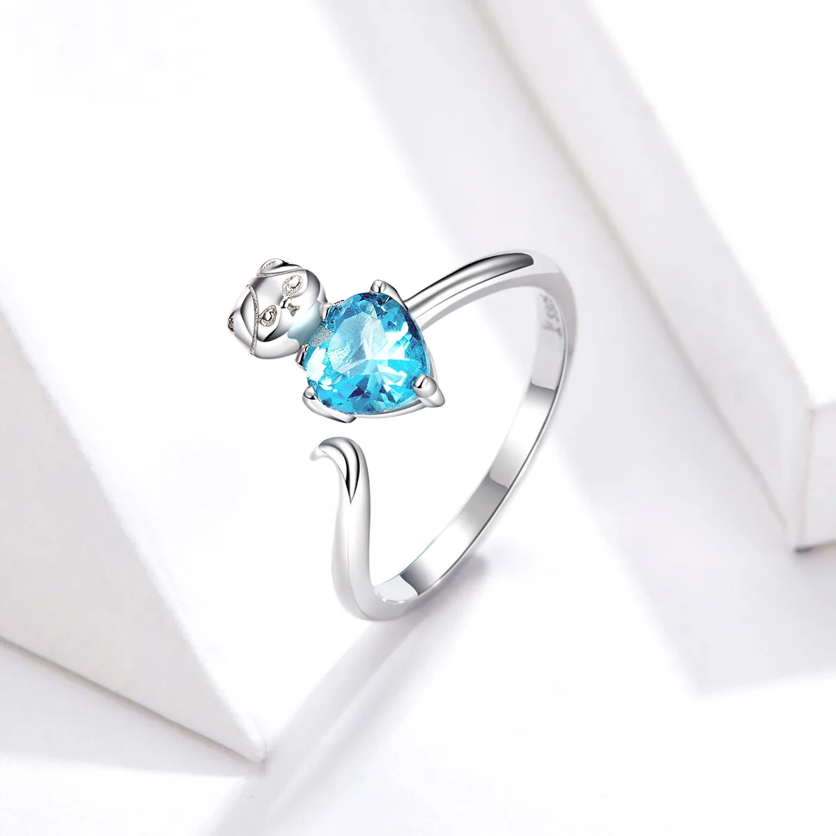 Silver Blue Kitty Ring - PANDORA Style - SCR533