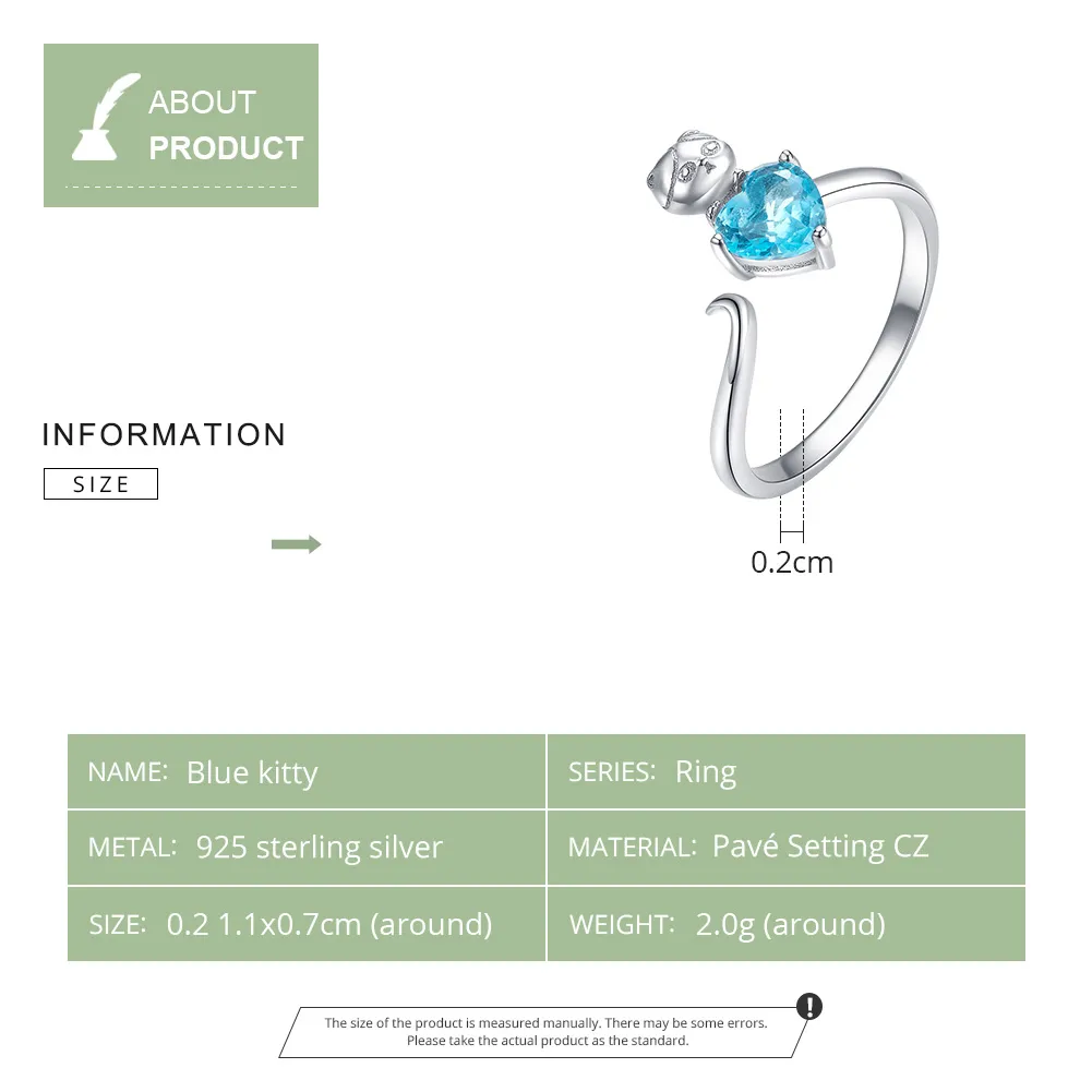 Silver Blue Kitty Ring - PANDORA Style - SCR533