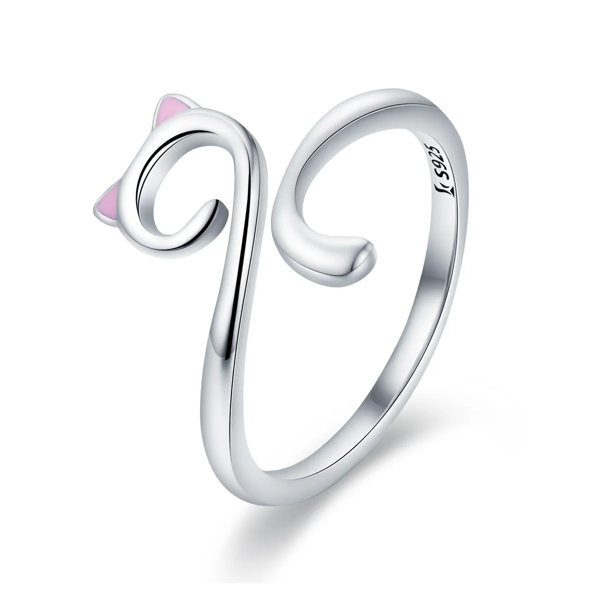 Silver Cats In Love Ring - PANDORA Style - SCR341