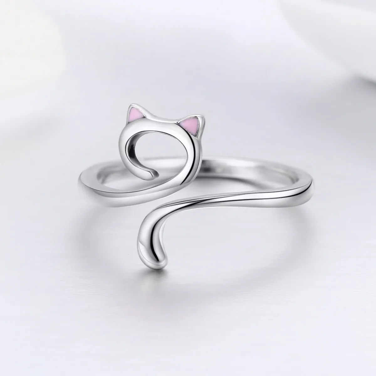 Silver Cats In Love Ring - PANDORA Style - SCR341