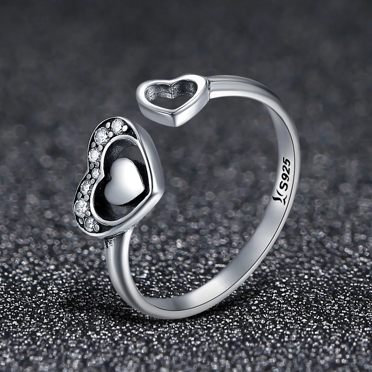 Silver Concomitant Heart Ring - PANDORA Style - SCR168