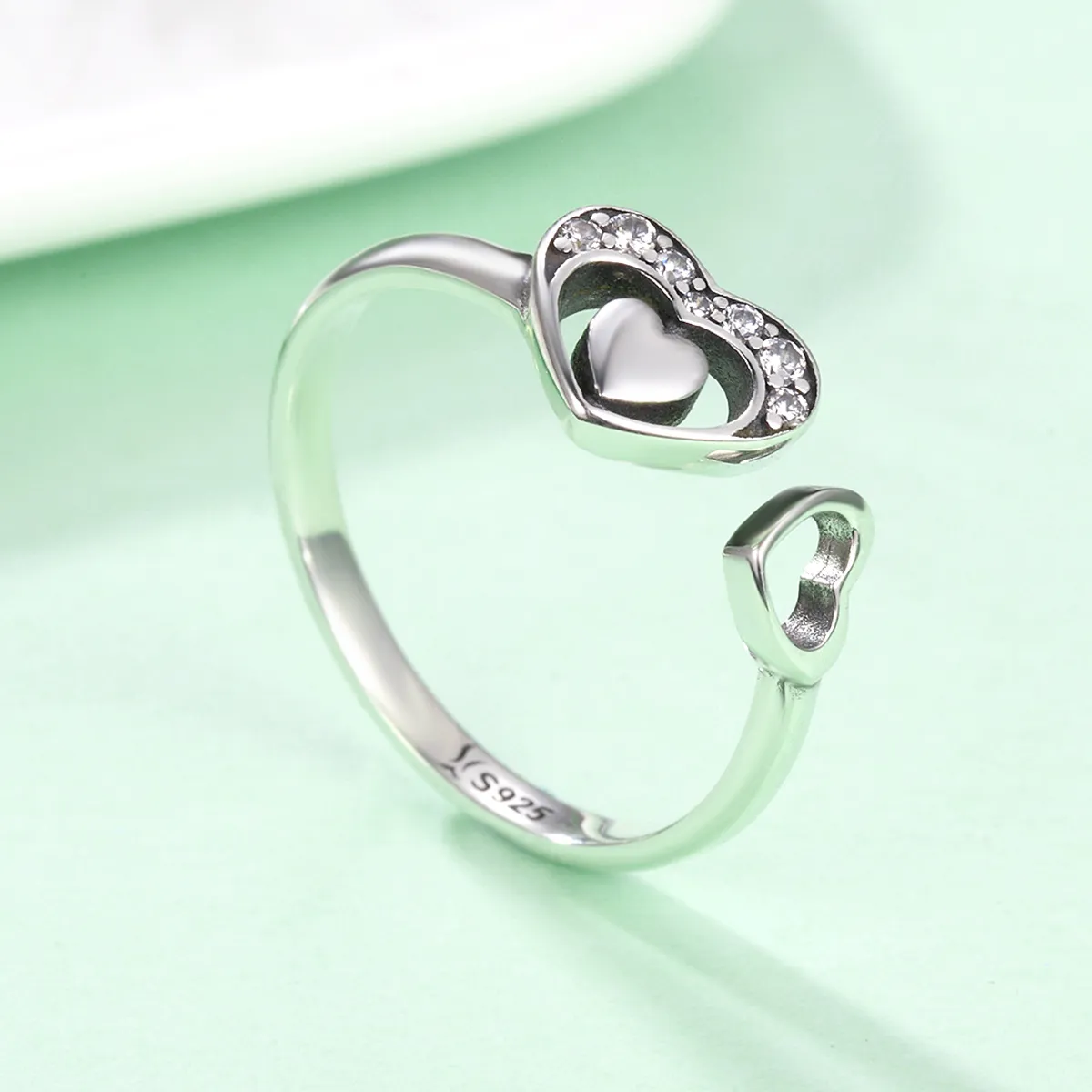 Silver Concomitant Heart Ring - PANDORA Style - SCR168