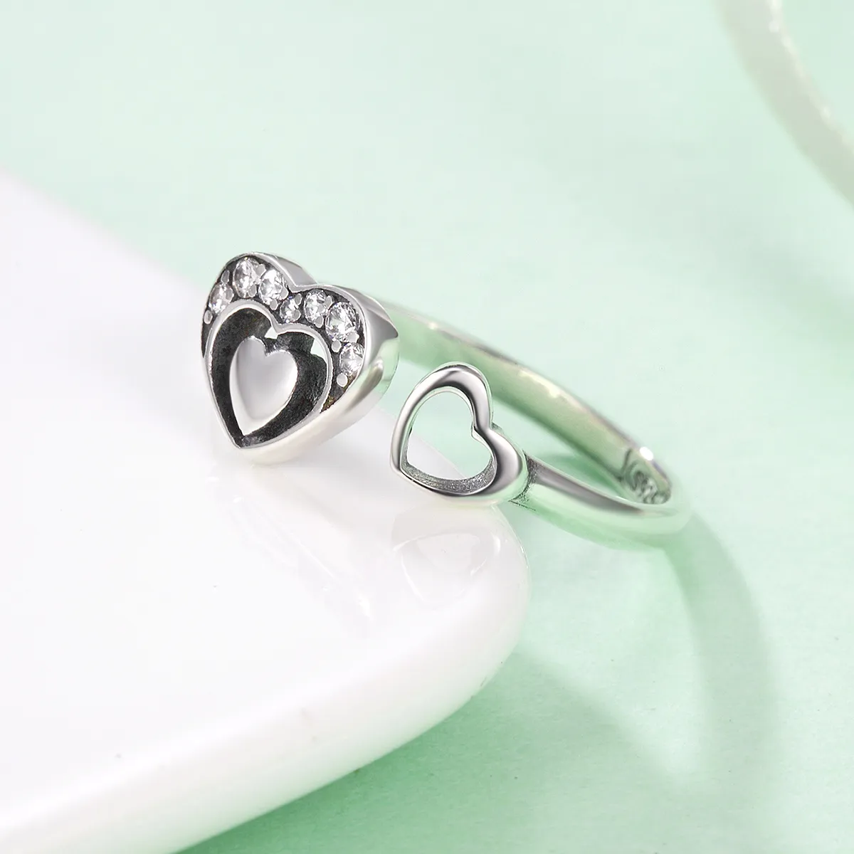 Silver Concomitant Heart Ring - PANDORA Style - SCR168