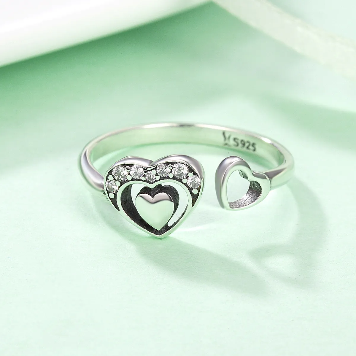 Silver Concomitant Heart Ring - PANDORA Style - SCR168