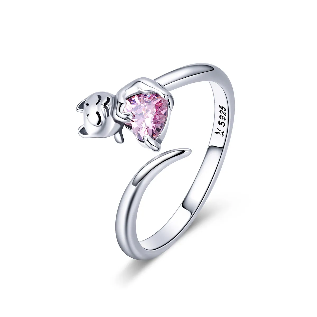 Silver Cute Cat Ring - PANDORA Style - SCR446