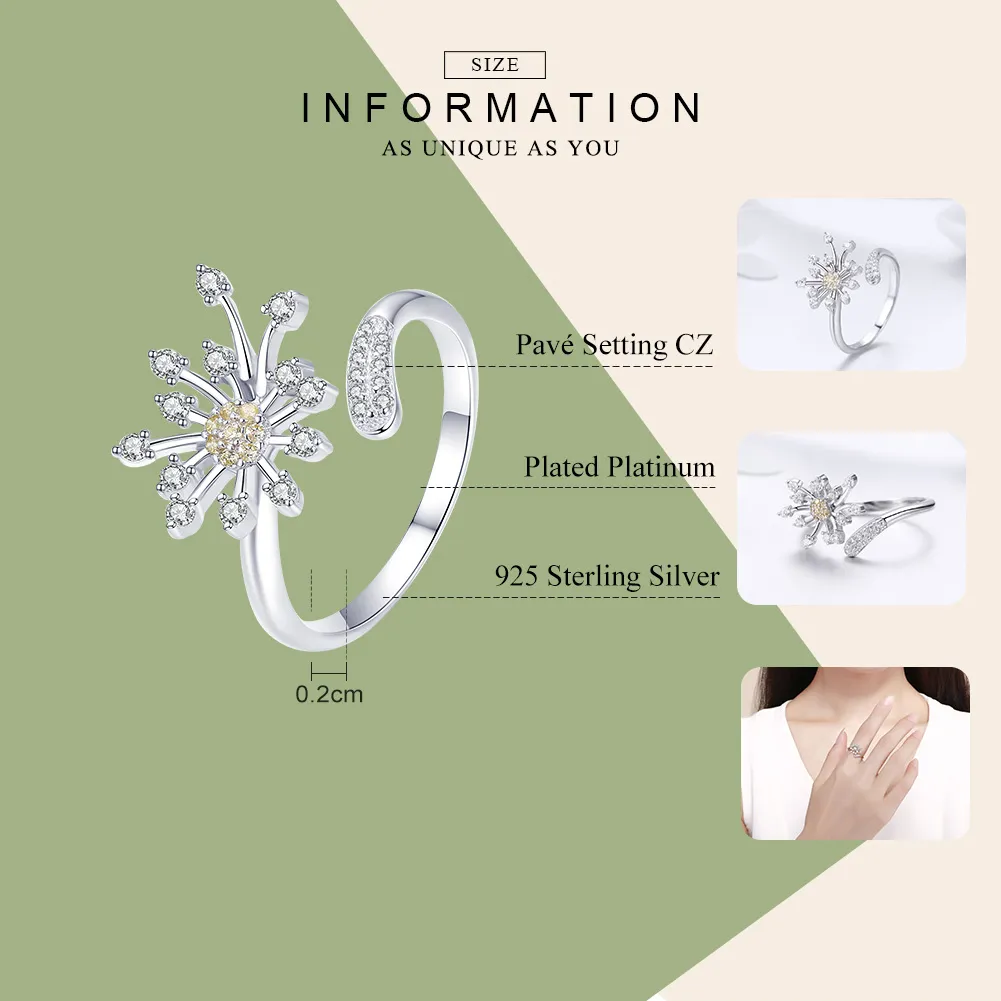 Silver Dandelion Love Ring - PANDORA Style - SCR471