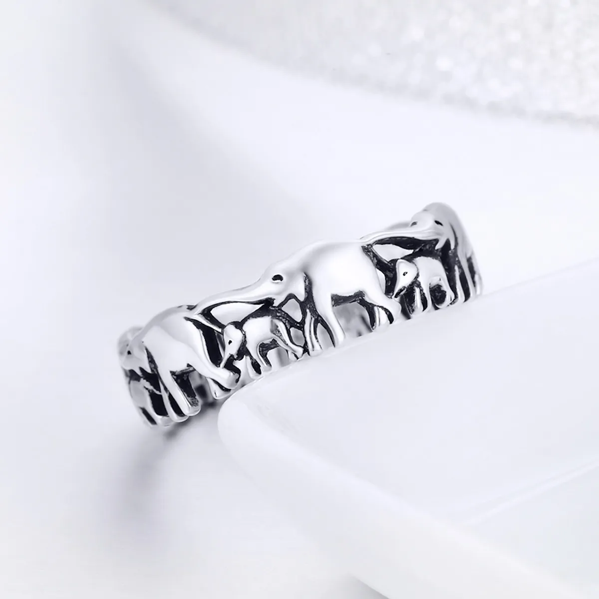 Silver Elephant Family Ring - PANDORA Style - SCR344