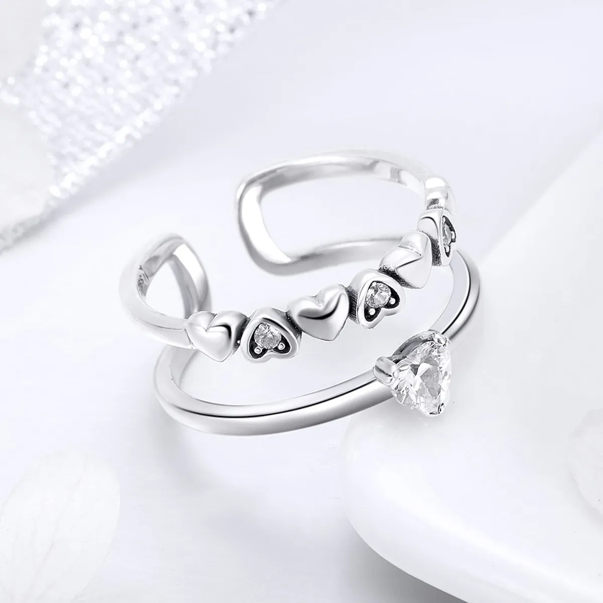 Silver Exquisite Heart Ring - PANDORA Style - SCR429