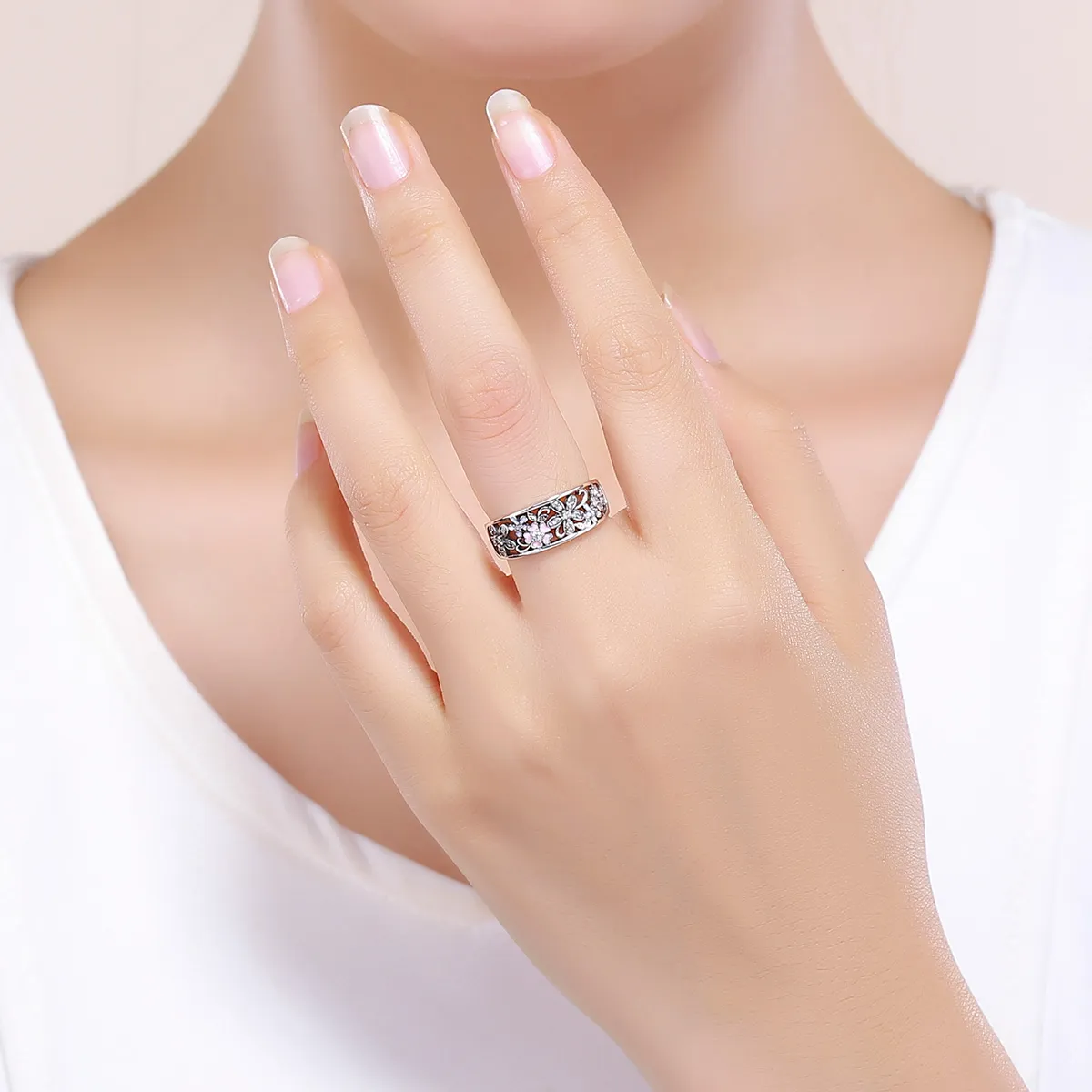 Silver Flower Dance Ring - PANDORA Style - SCR390