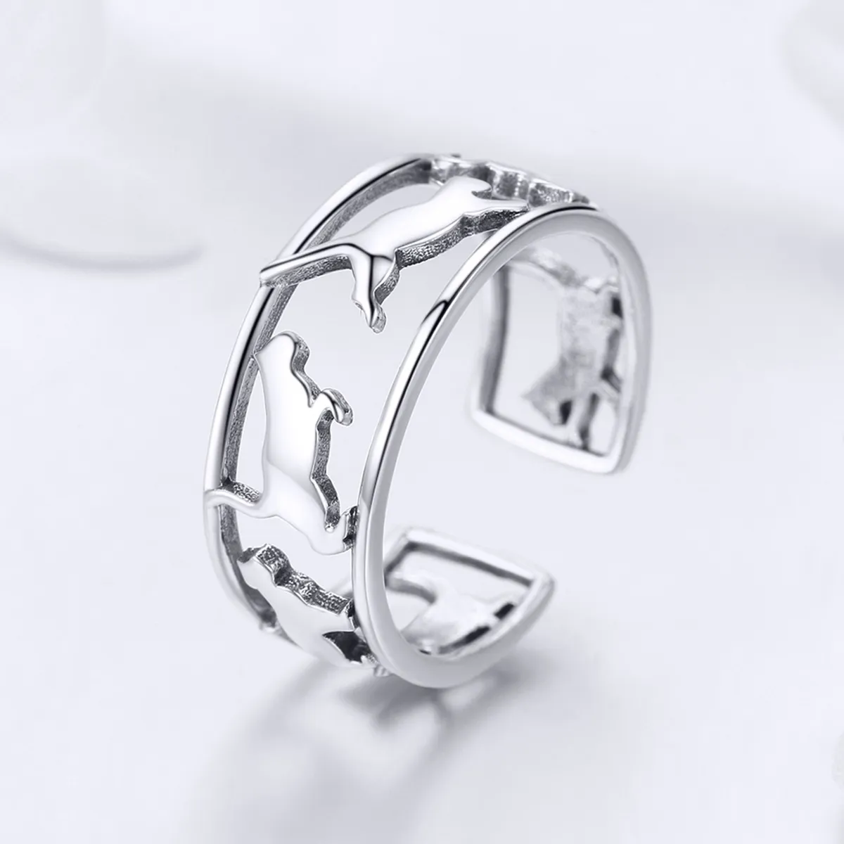 Silver Happy Cats Ring - PANDORA Style - SCR473