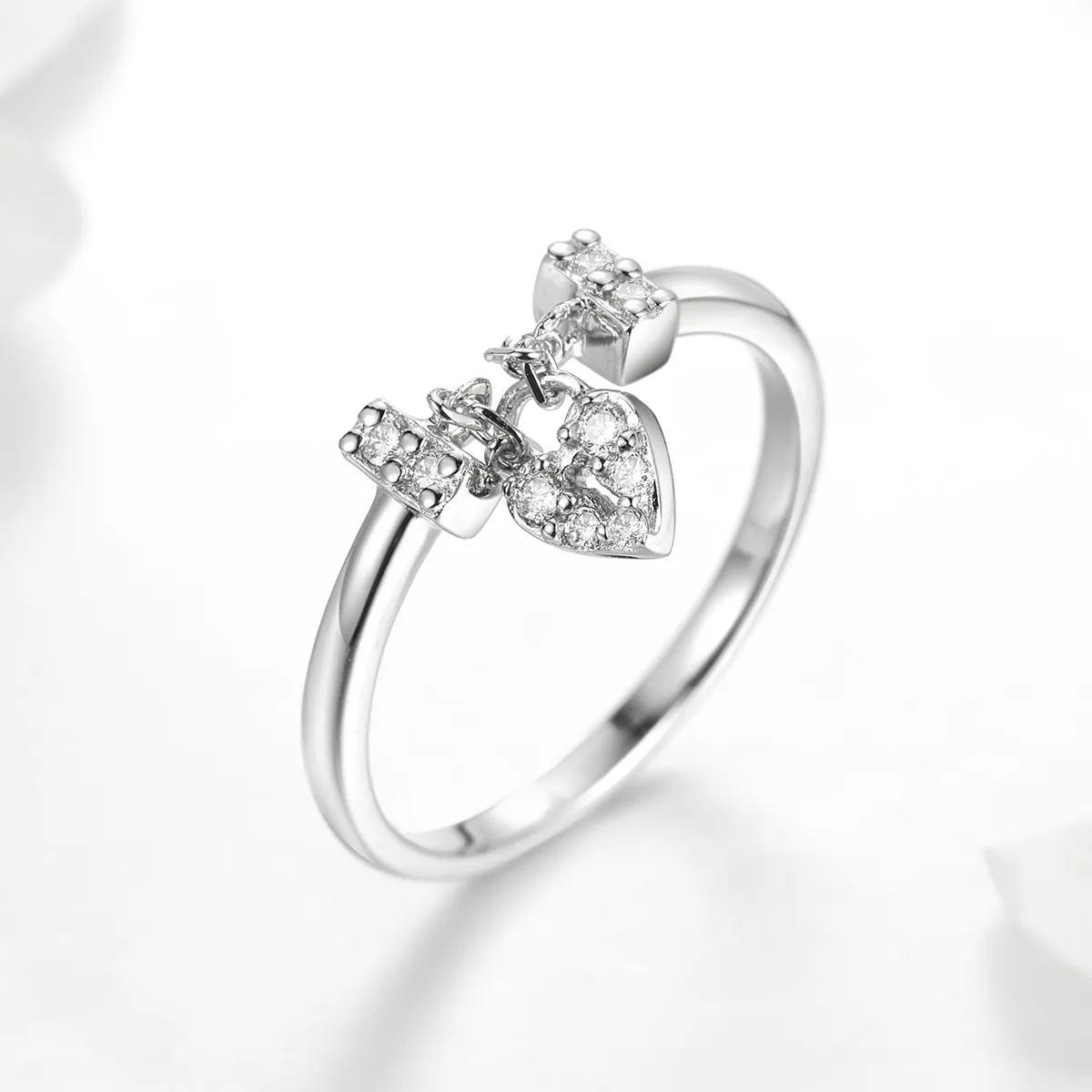 Silver Heart Lock Ring - PANDORA Style - SCR466