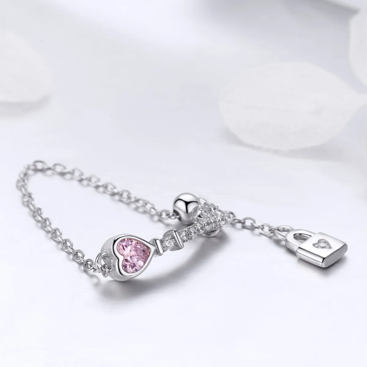 Silver Key of Heart Lock Ring - PANDORA Style - SCR425