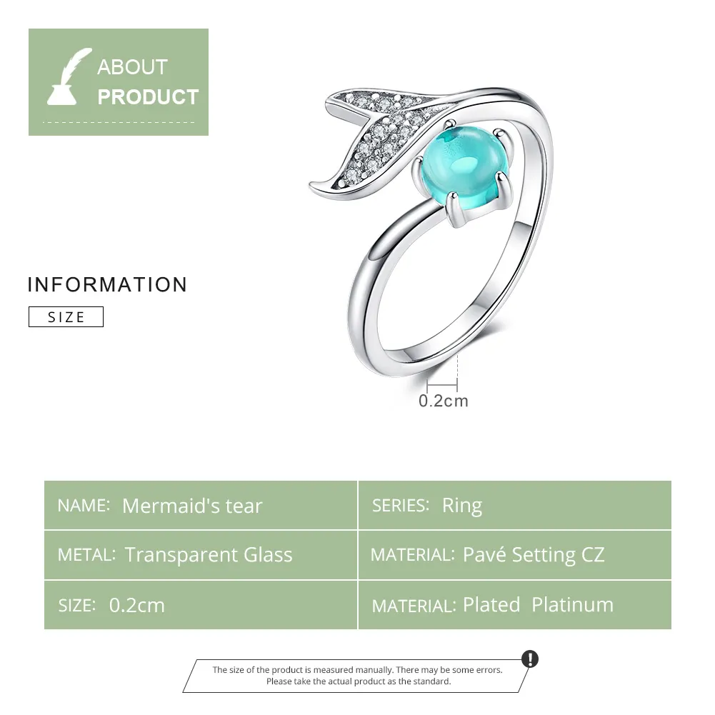 Silver Mermaid's Tear Ring - PANDORA Style - SCR515