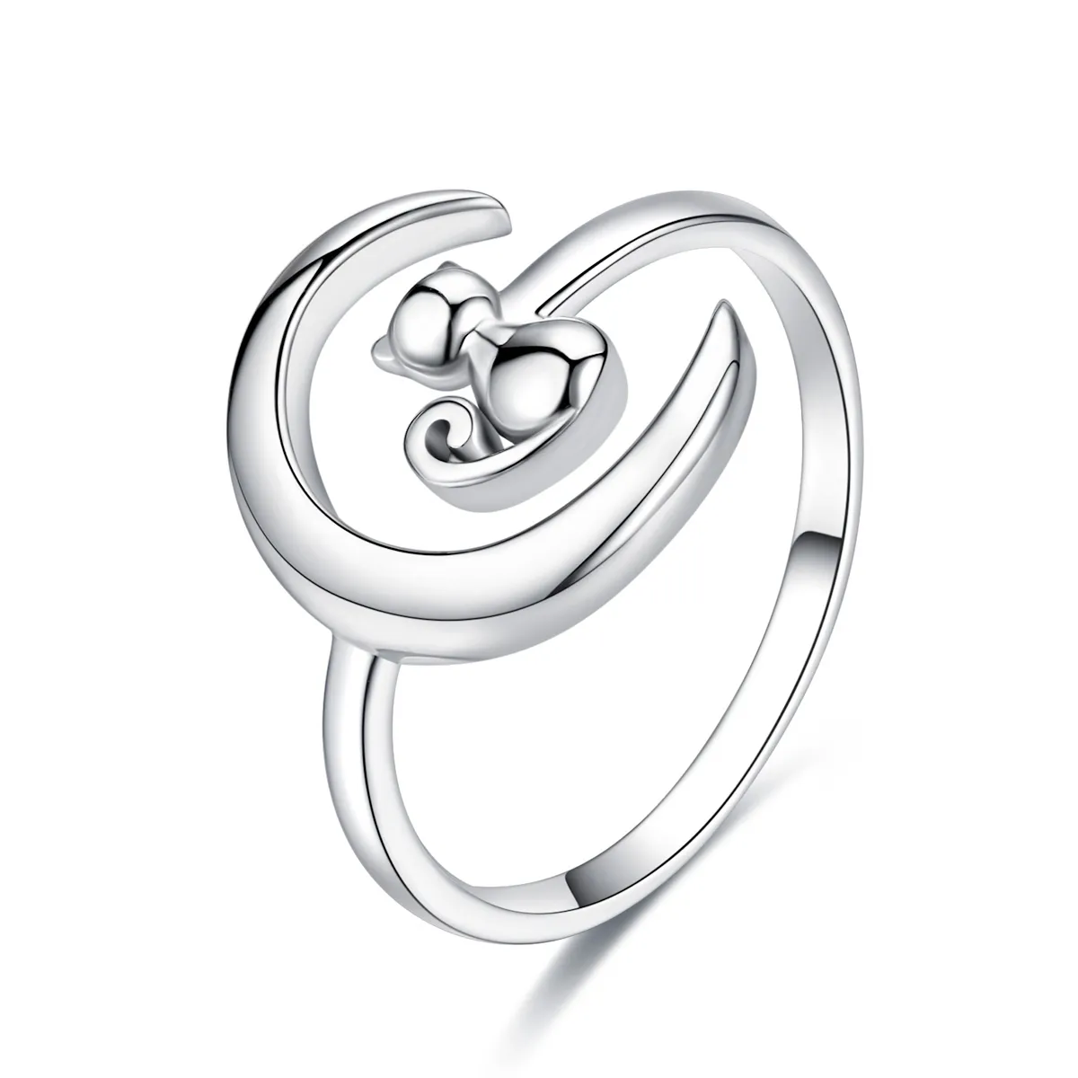 Silver Moon & Cat Ring - PANDORA Style - SCR451