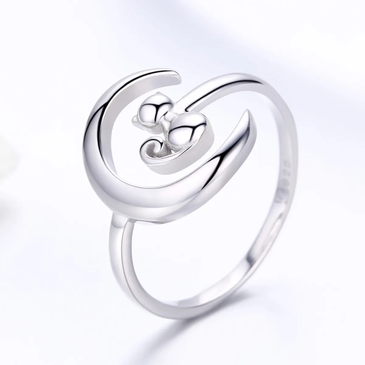 Silver Moon & Cat Ring - PANDORA Style - SCR451