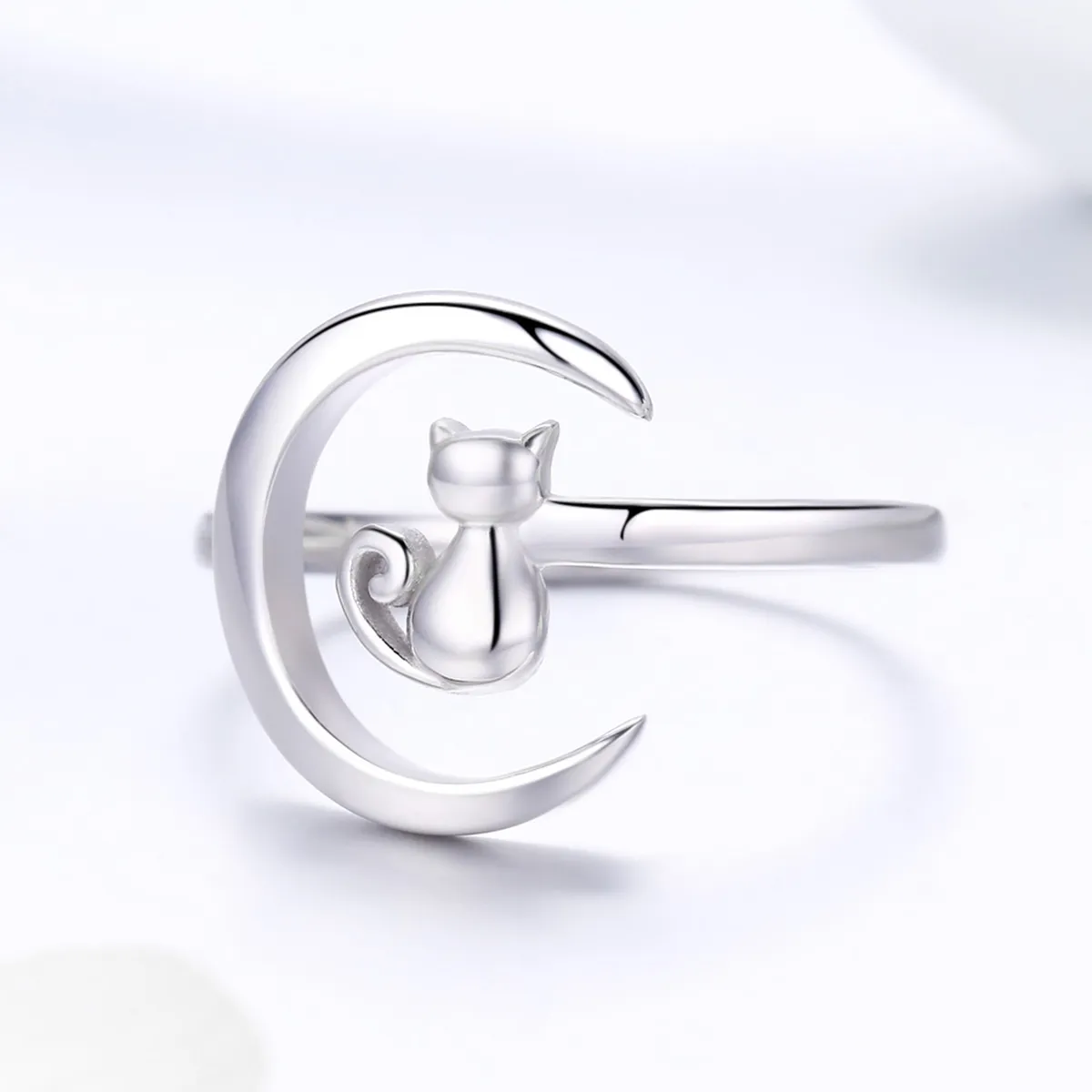 Silver Moon & Cat Ring - PANDORA Style - SCR451