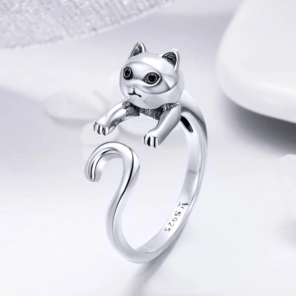 Silver Naughty Cat Ring - PANDORA Style - SCR409