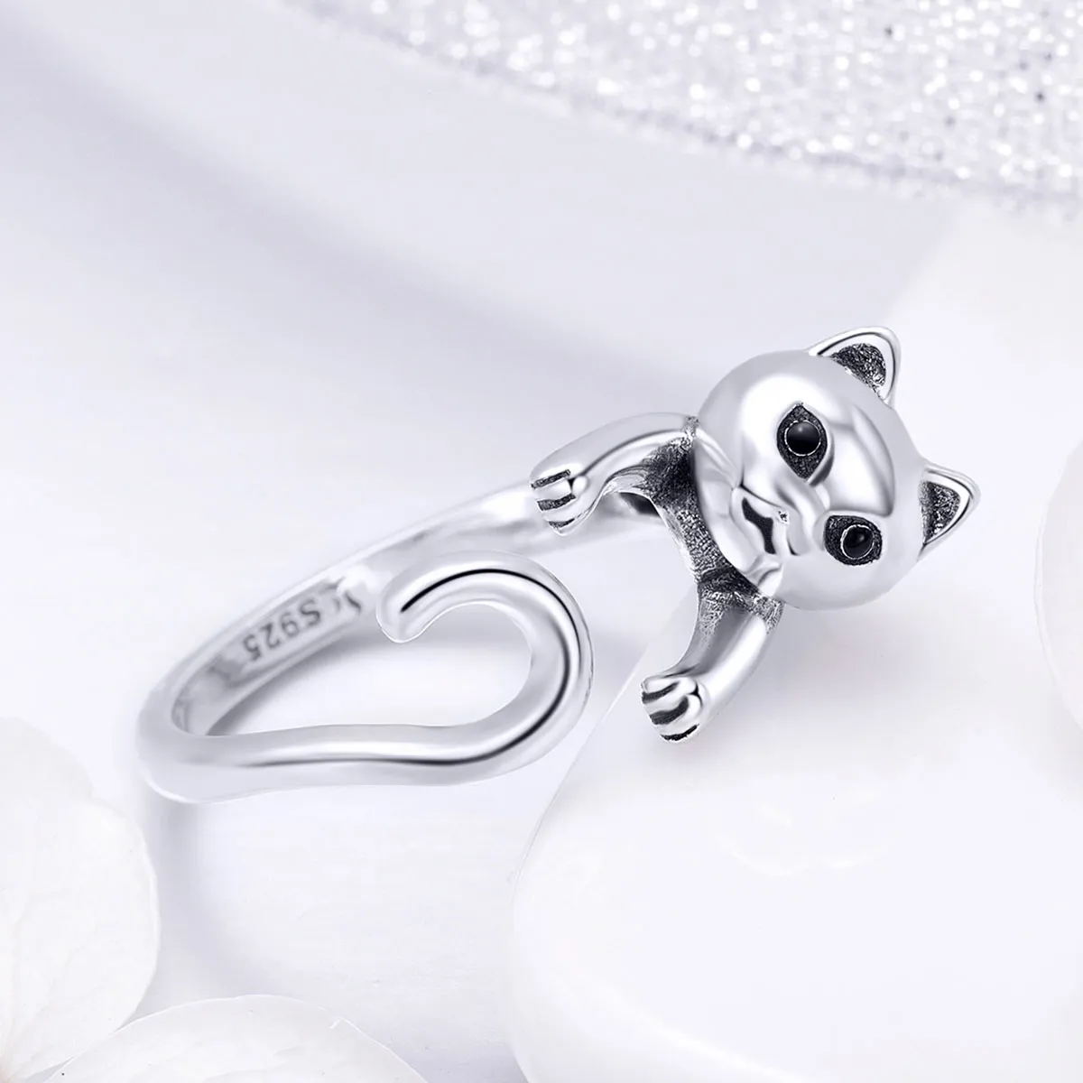 Silver Naughty Cat Ring - PANDORA Style - SCR409