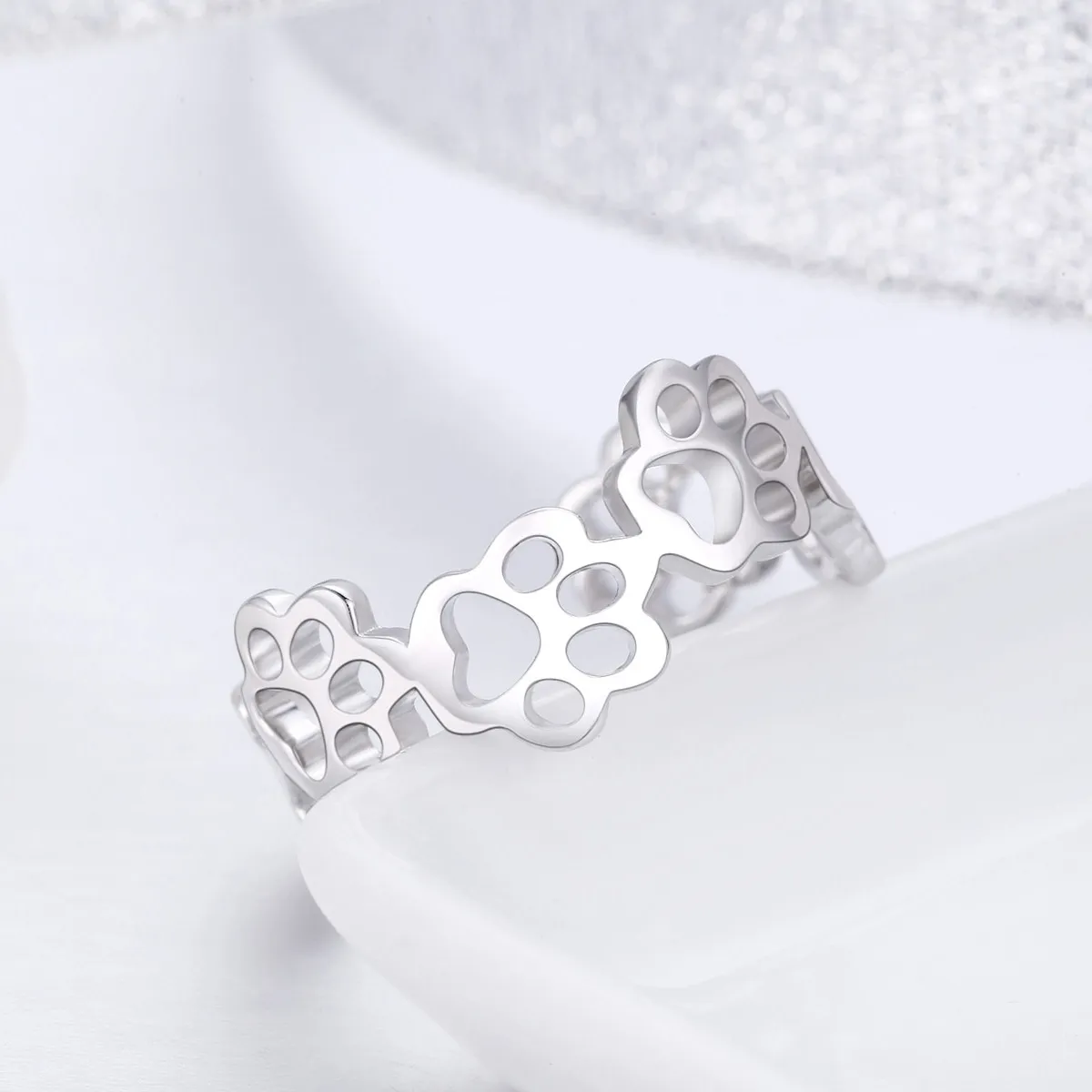 Silver Paw Trail Ring - PANDORA Style - SCR424