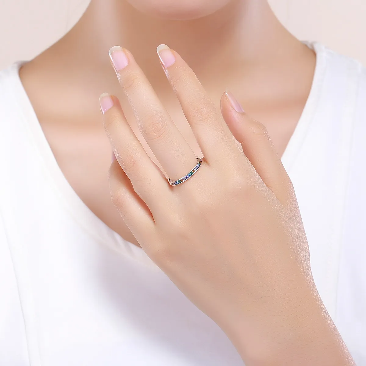 Silver Rainbow Ring - PANDORA Style - SCR392