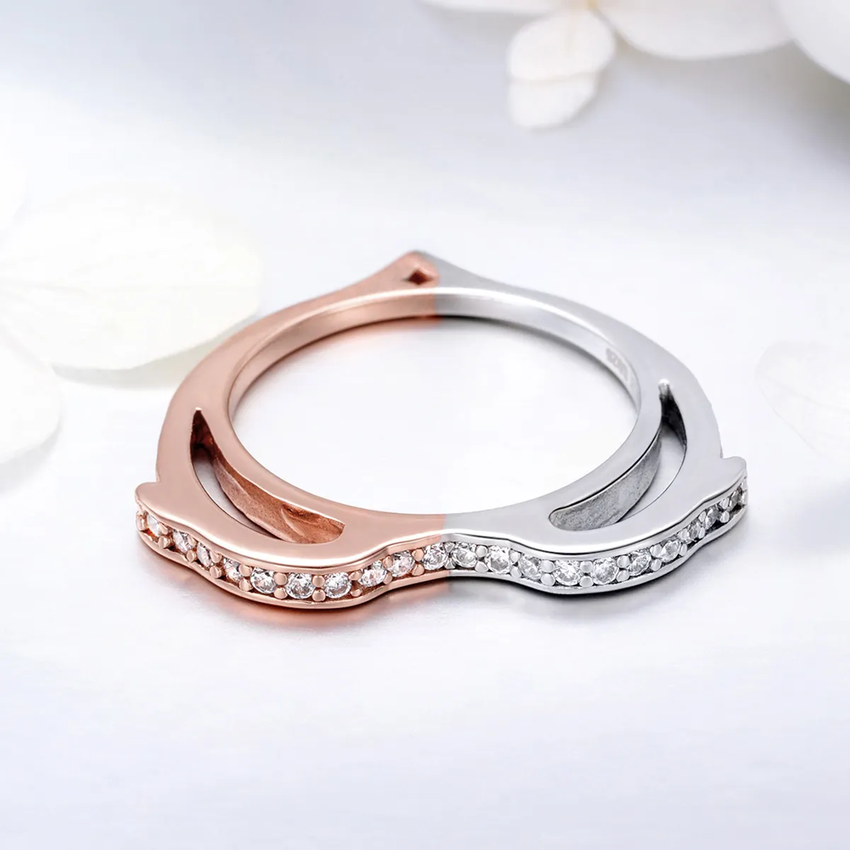 Silver & Rose Gold Ocean Spirit Ring - PANDORA Style - SCR418