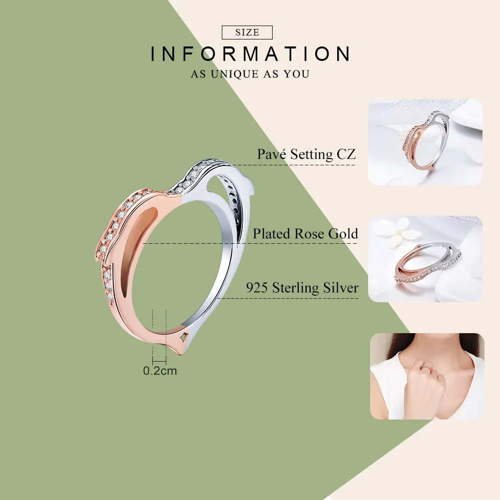 Silver & Rose Gold Ocean Spirit Ring - PANDORA Style - SCR418