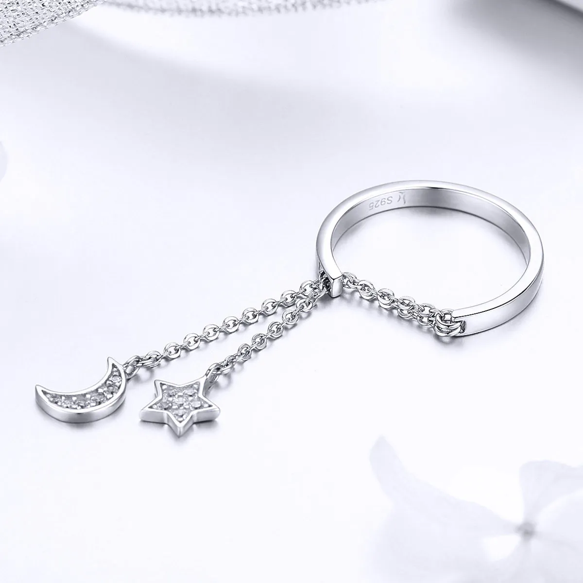 Silver Star & Moon Ring - PANDORA Style - SCR407