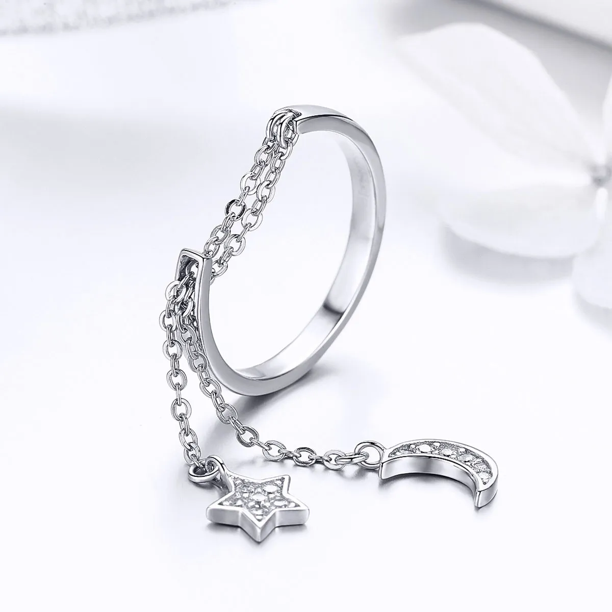 Silver Star & Moon Ring - PANDORA Style - SCR407