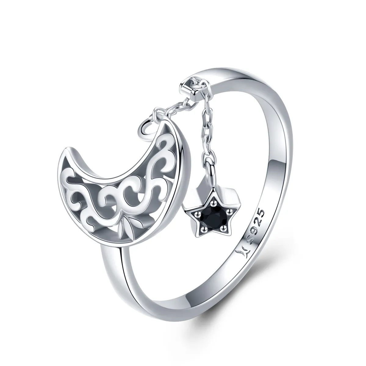 Silver Starlight Moon Ring - PANDORA Style - SCR479