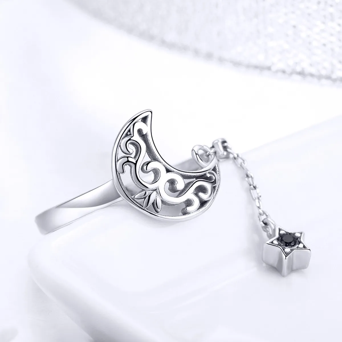 Silver Starlight Moon Ring - PANDORA Style - SCR479